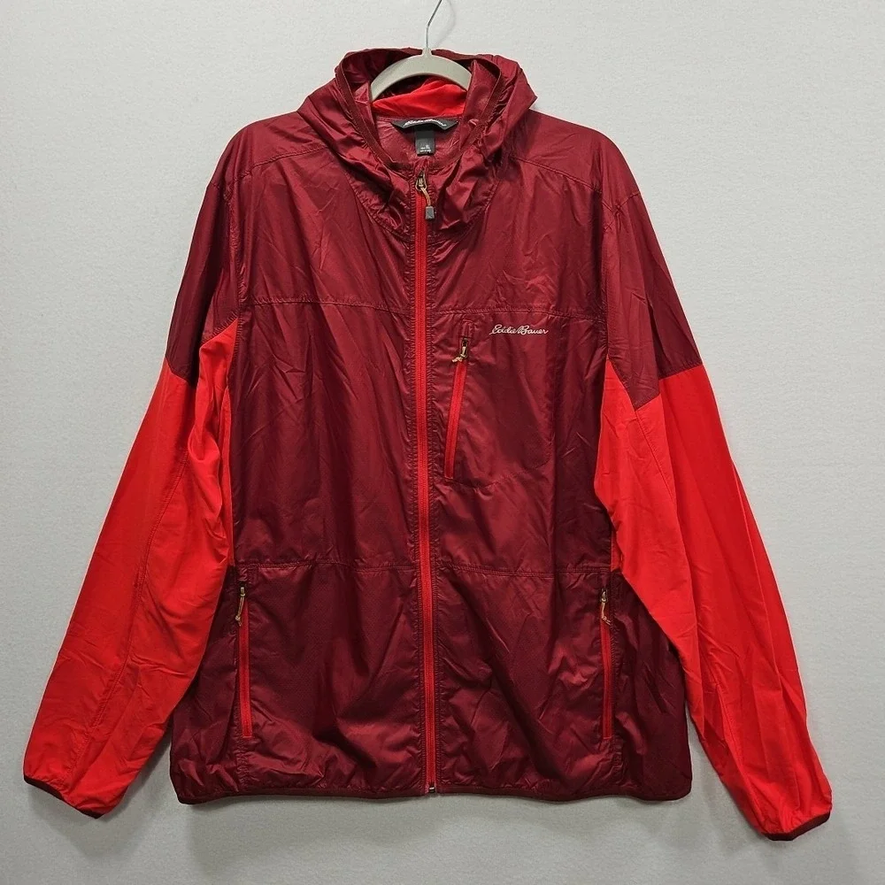 Eddie Bauer Mr Jacket Radius Hybrid Mens XL Red Maroon Storm Repel Windbreaker‎